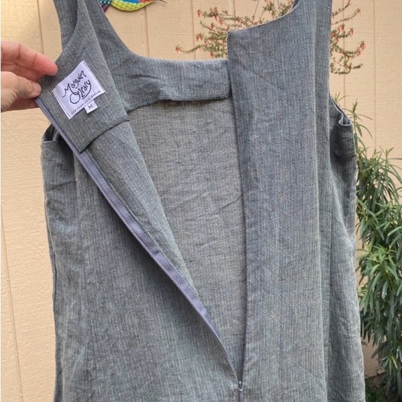 MARGARET O' LEARY San Francisco & Dublin 100% Linen Jumper Dress Medium striped - Picture 6 of 6